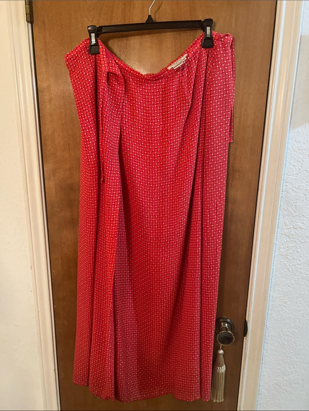 Red Polka Dot Maxi Dress - Women’s wrap around skirt. 12